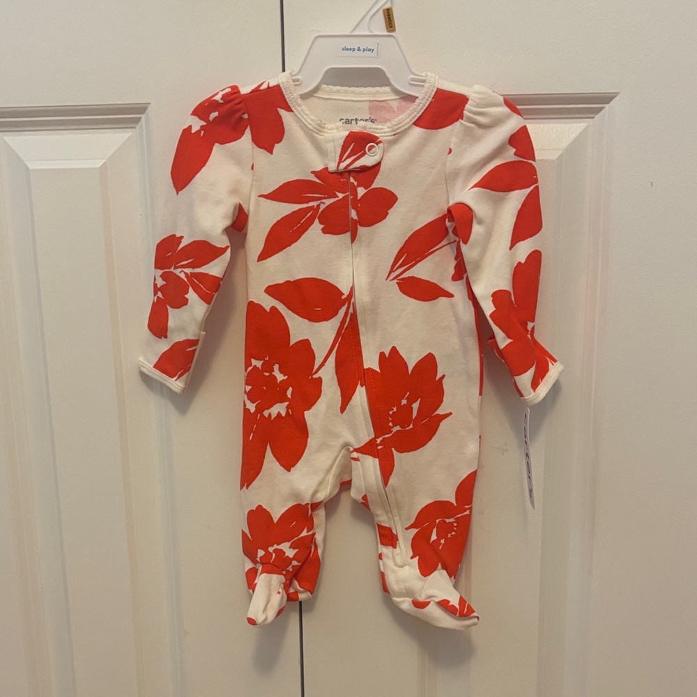 Carter's Red Floral Kids Footie